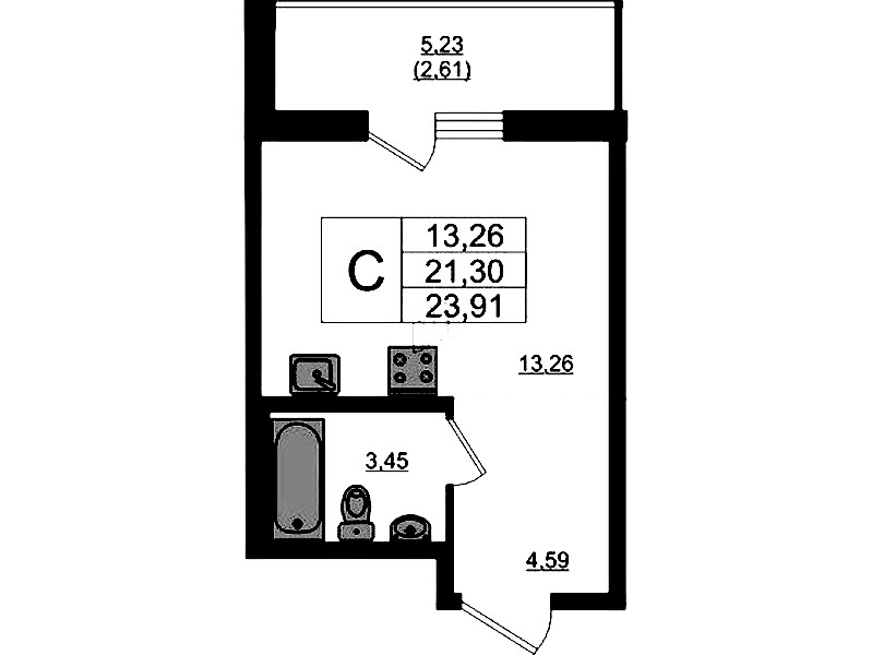 Квартира студия 23.91 м², 17/17 эт., ЖК «Стороны Света 2»